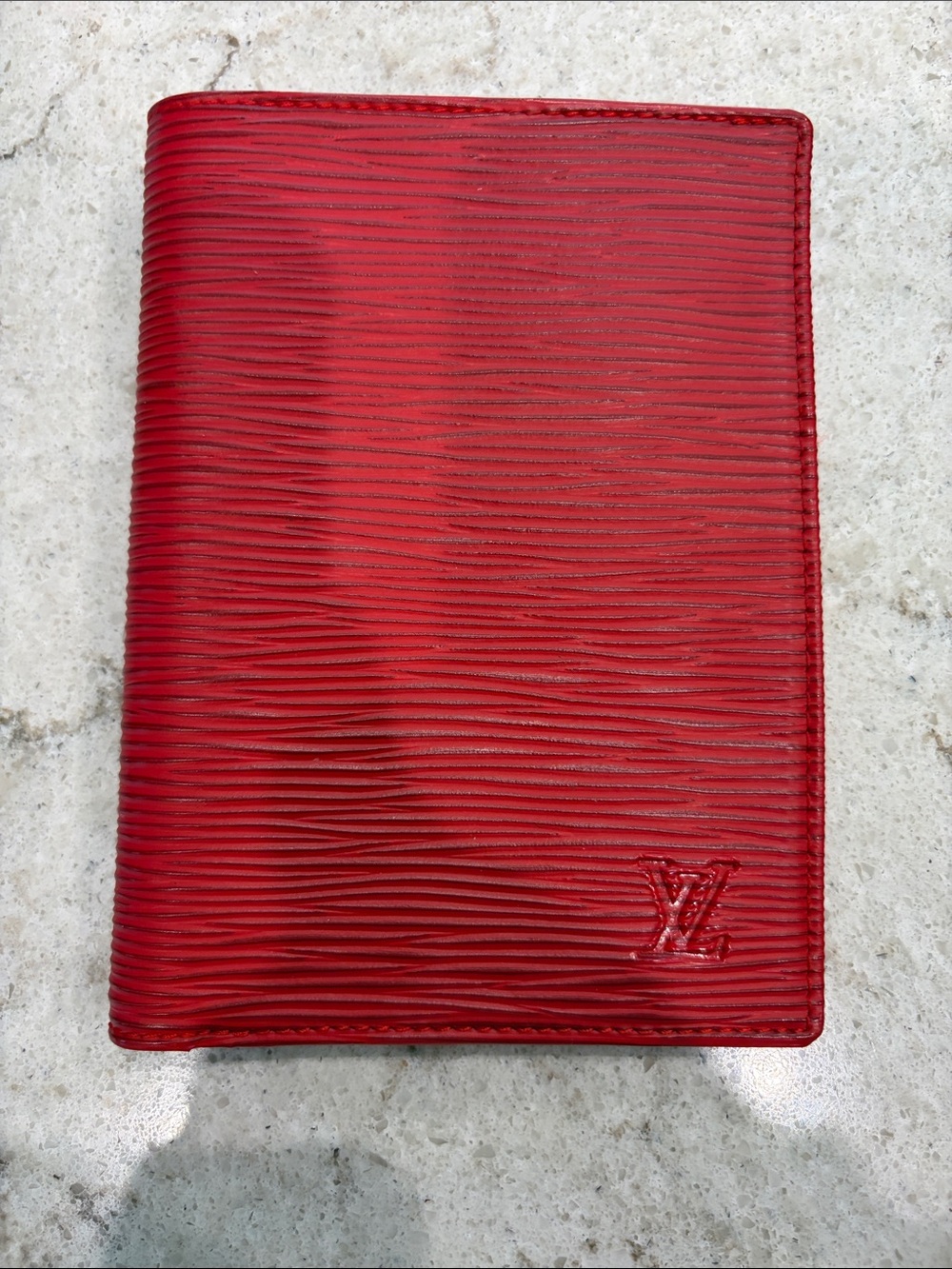 Authentic Louis Vuitton Red Epi Leather Travel Wallet